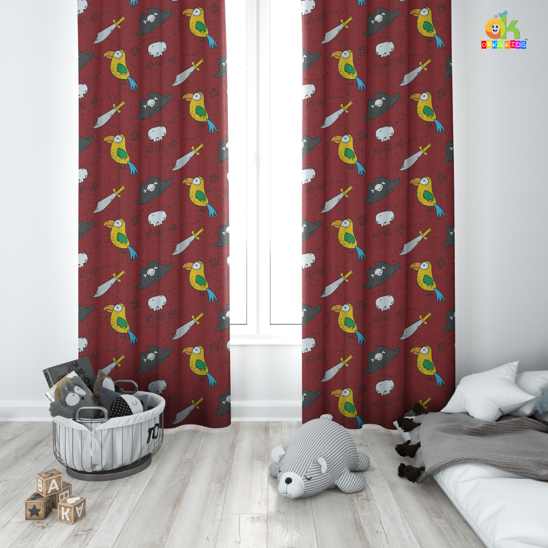 Orka Kids Door Curtain Pack of 2, (D19)